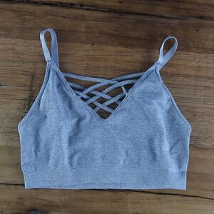 GREY STRAPPY FRONT ADJUSTABLE STRAP BRALETTE SIZE SMALL